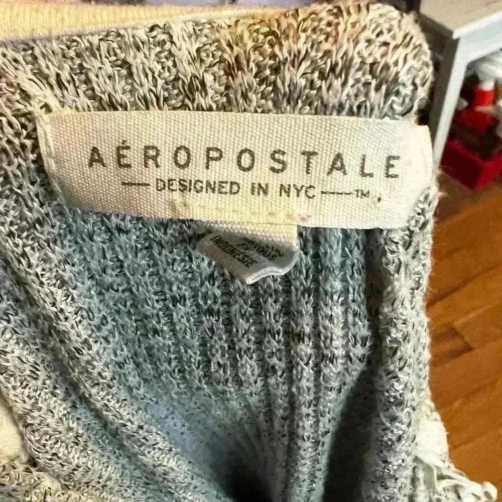 Aeropostale Women's Sz XS Lightweight Waffle Hooded Pullover Heather Gray - Picture 3 of 4